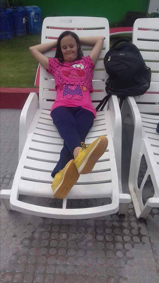A student enjoying her day out of school!