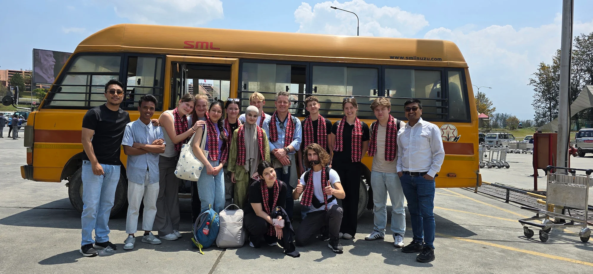 Nepal airport arrival for high school student
