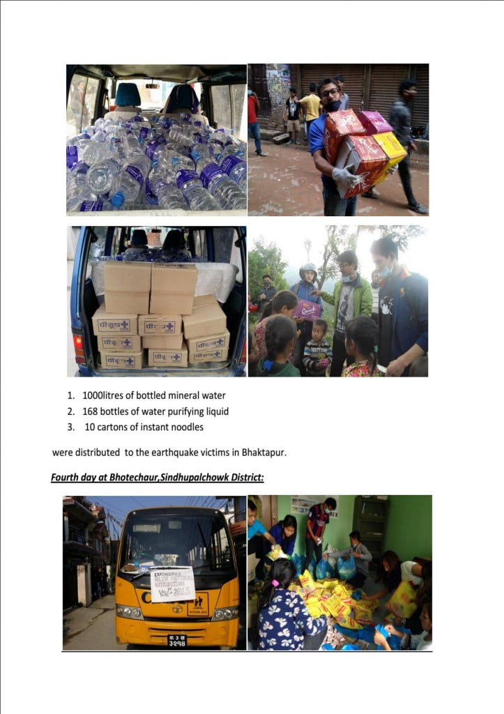 Humanitarian response by Volunteer Society Nepal to 2015 April 
