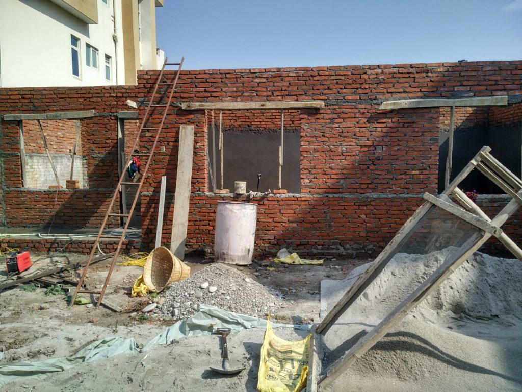 Volunteering in Nepal - Women Centre while under construction with donation from the volunteer