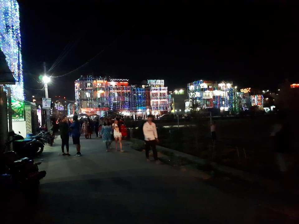 Volunteers Celebrate Dashain And Tihar Festivals In Nepal 9 Lights decorating the houses in Pepsicola to celebrate