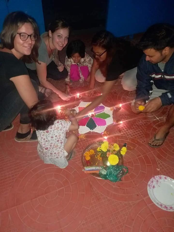 Volunteers Celebrate Dashain And Tihar Festivals In Nepal 6 Volunteers helping with the worshipping for the festivities