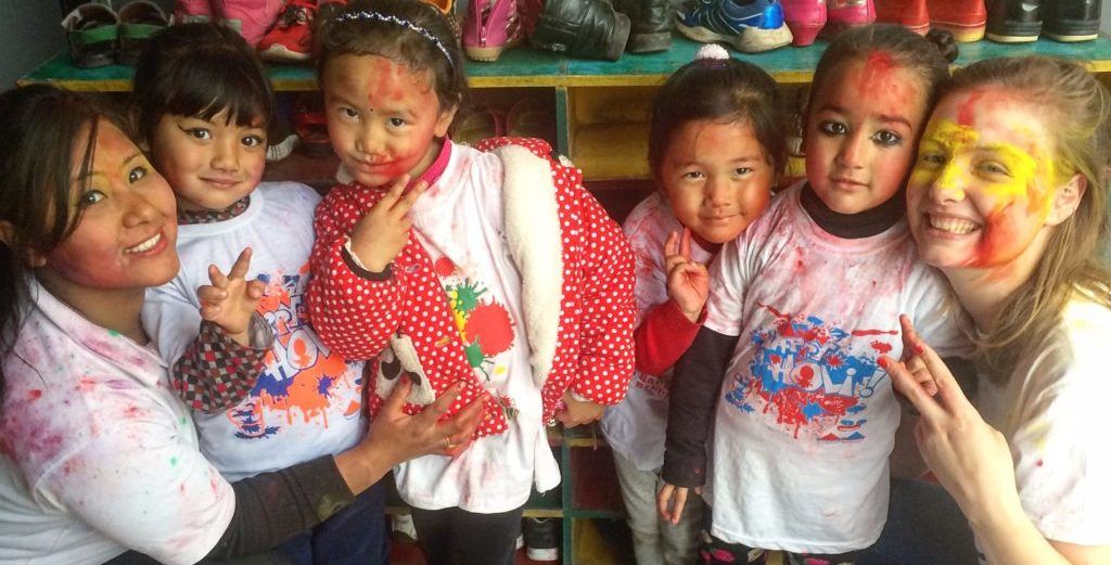 Volunteering at the school when not enjoying the elections in Nepal