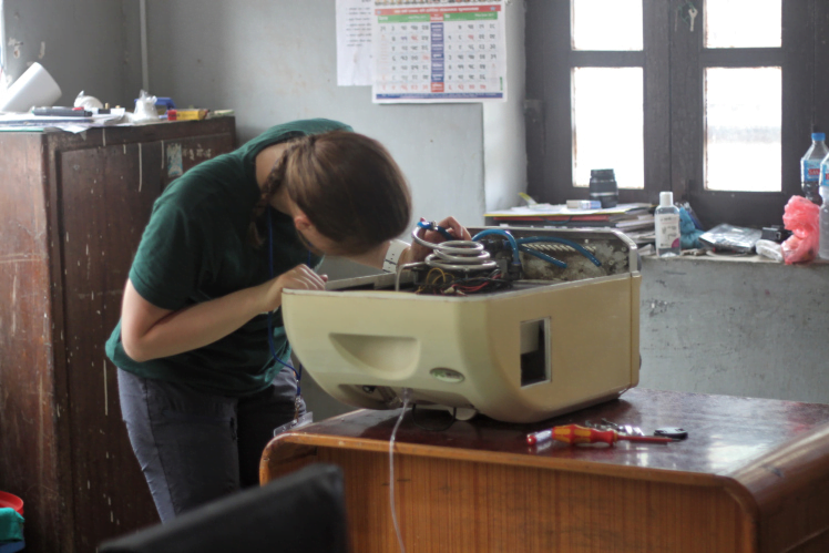 Repairing medical equipments at Gorkha District Hospital