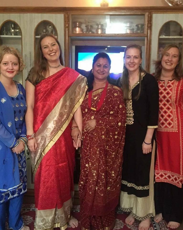 wearing nepali dress in nepal