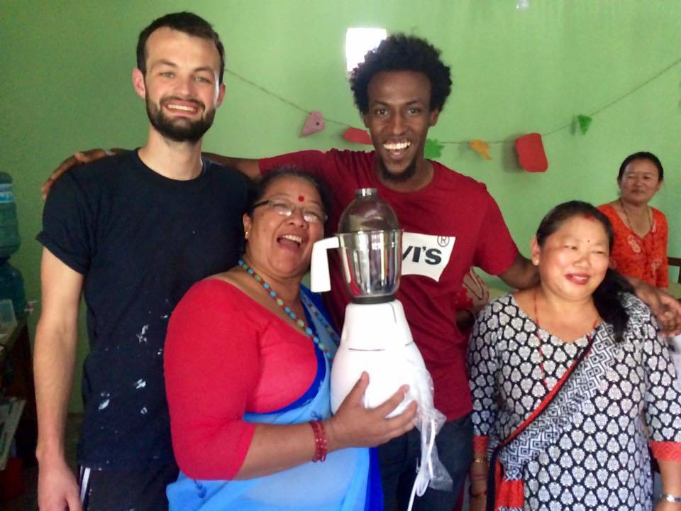 A student excited about the new blender!