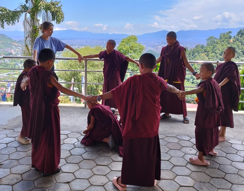 Embracing Joy and Compassion: Zoe Sarlemijn’s Impactful Volunteering Journey in Nepal 2 volunteering at the buddhist monastery in Nepal